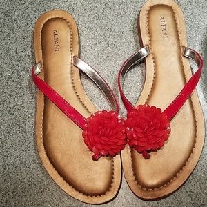 Red and gold Alfani sandals